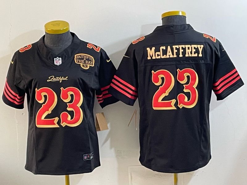 Youth 2026 San Francisco 49ers #23 Mccaffrey Black gold Nike Limited NFL Jersey style 02
